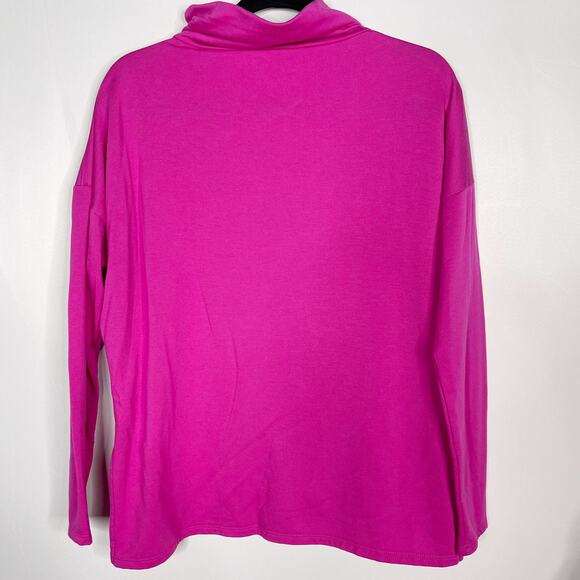 JoyLab Womens Small Bright Pink Mock Neck Side Split Lightweight Sweatshirt Top - Picture 2 of 8